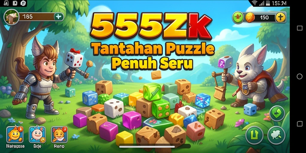 Tampilan gameplay menantang di 555ZK dengan berbagai puzzle menarik.