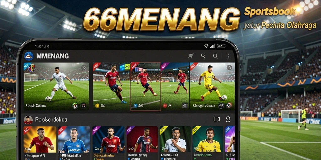 Screenshot utama 66MENANG menampilkan suasana taruhan olahraga yang mendebarkan.