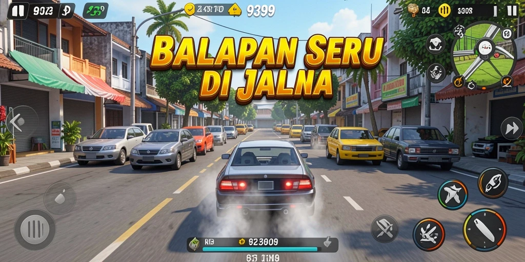 Tampilan menarik dari gameplay balapan seru di 9399.