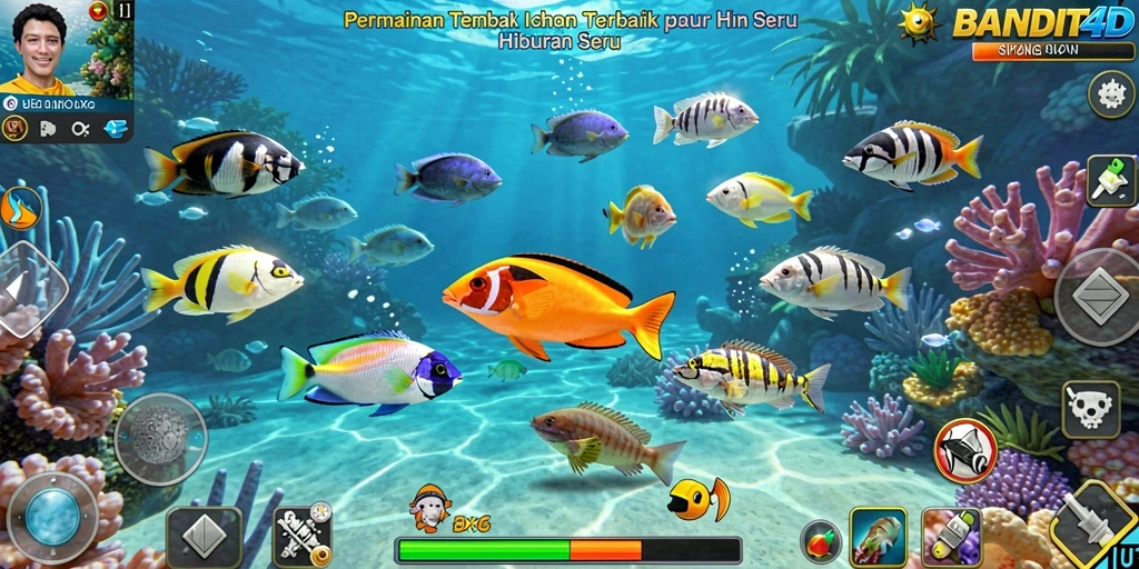 Screenshot utama BANDIT4D menampilkan aksi seru menembak ikan.