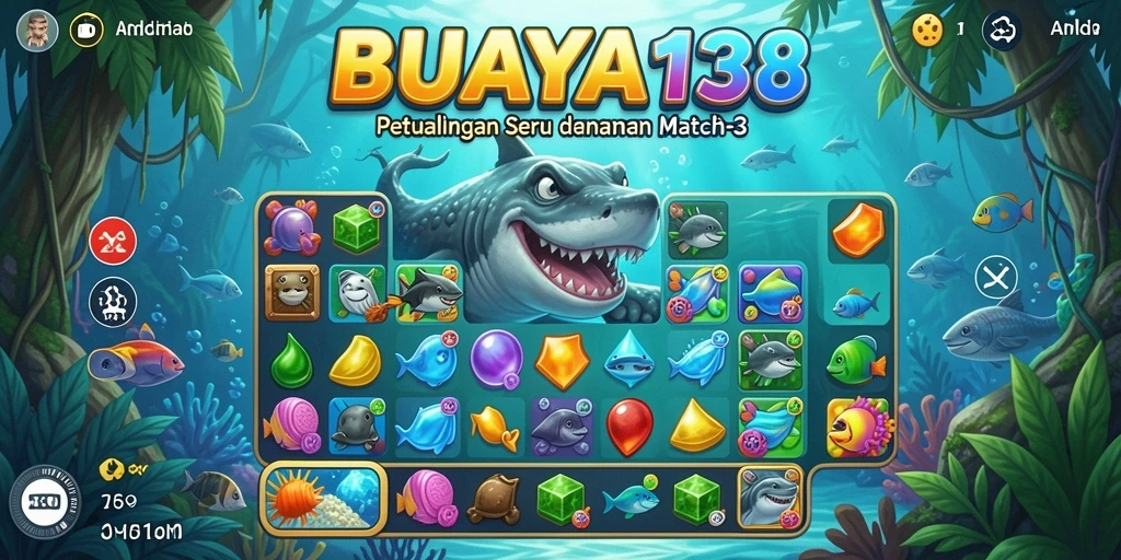 Tampilan seru gameplay Match-3 yang penuh warna.