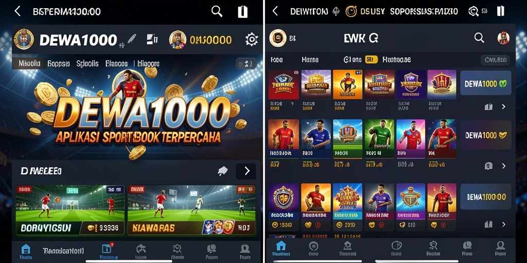 Tampilan utama DEWA1000 dengan berbagai pilihan taruhan olahraga.