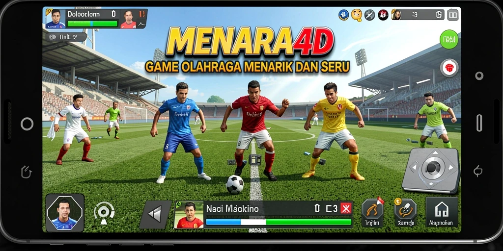 Tampilan gameplay seru dalam MENARA4D yang menampilkan berbagai olahraga.