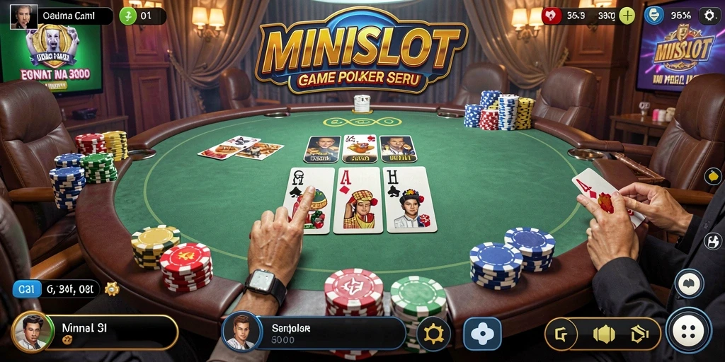 Tampilan gameplay MINISLOT yang seru saat bermain Poker.