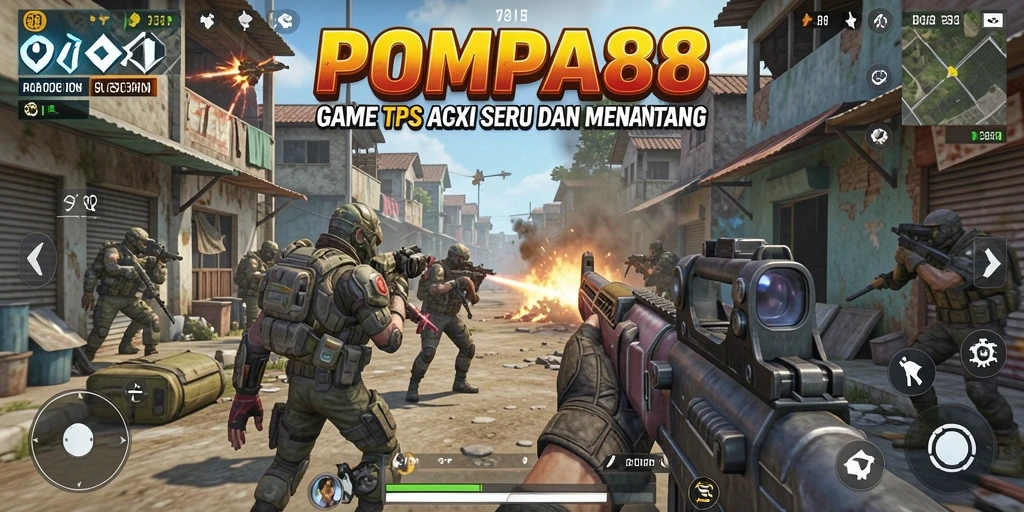 Tangkapan layar POMPA88 menampilkan aksi seru dalam gameplay TPS.