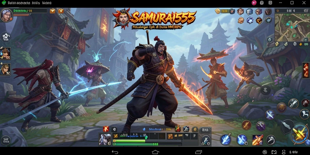 Tampilan gameplay mendebarkan dalam SAMURAI555 dengan aksi samurai yang intens.