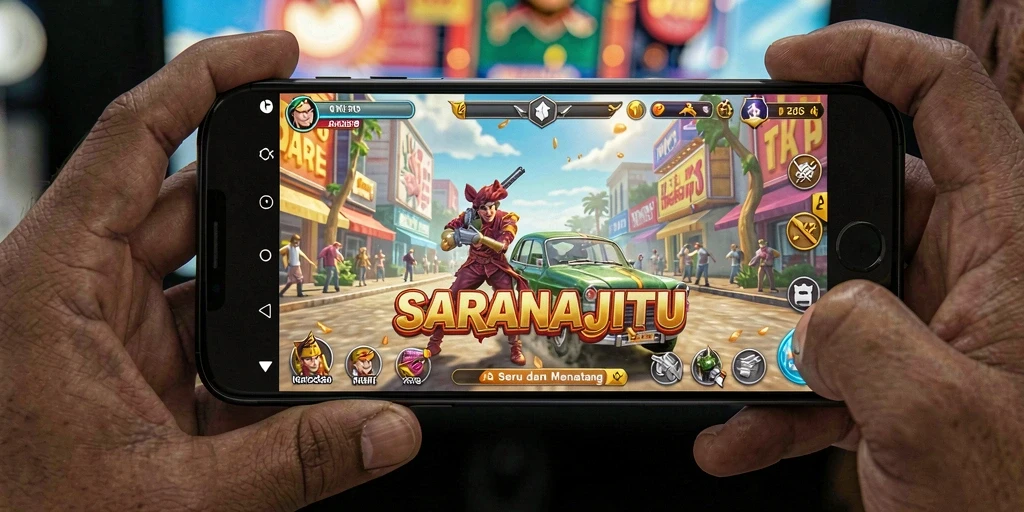 Tangkapan layar gameplay SARANAJITU yang penuh aksi dan tantangan.