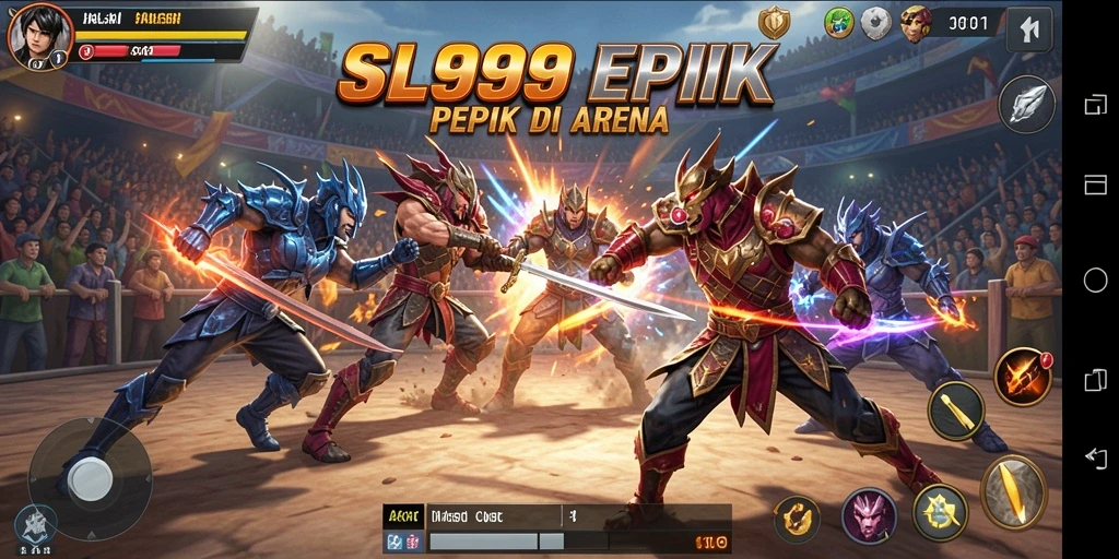Screenshot tampilan pertarungan menegangkan dalam SL999.