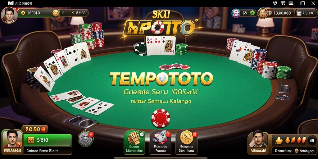 Tampilan seru gameplay TEMPOTOTO dalam permainan Poker yang kompetitif.